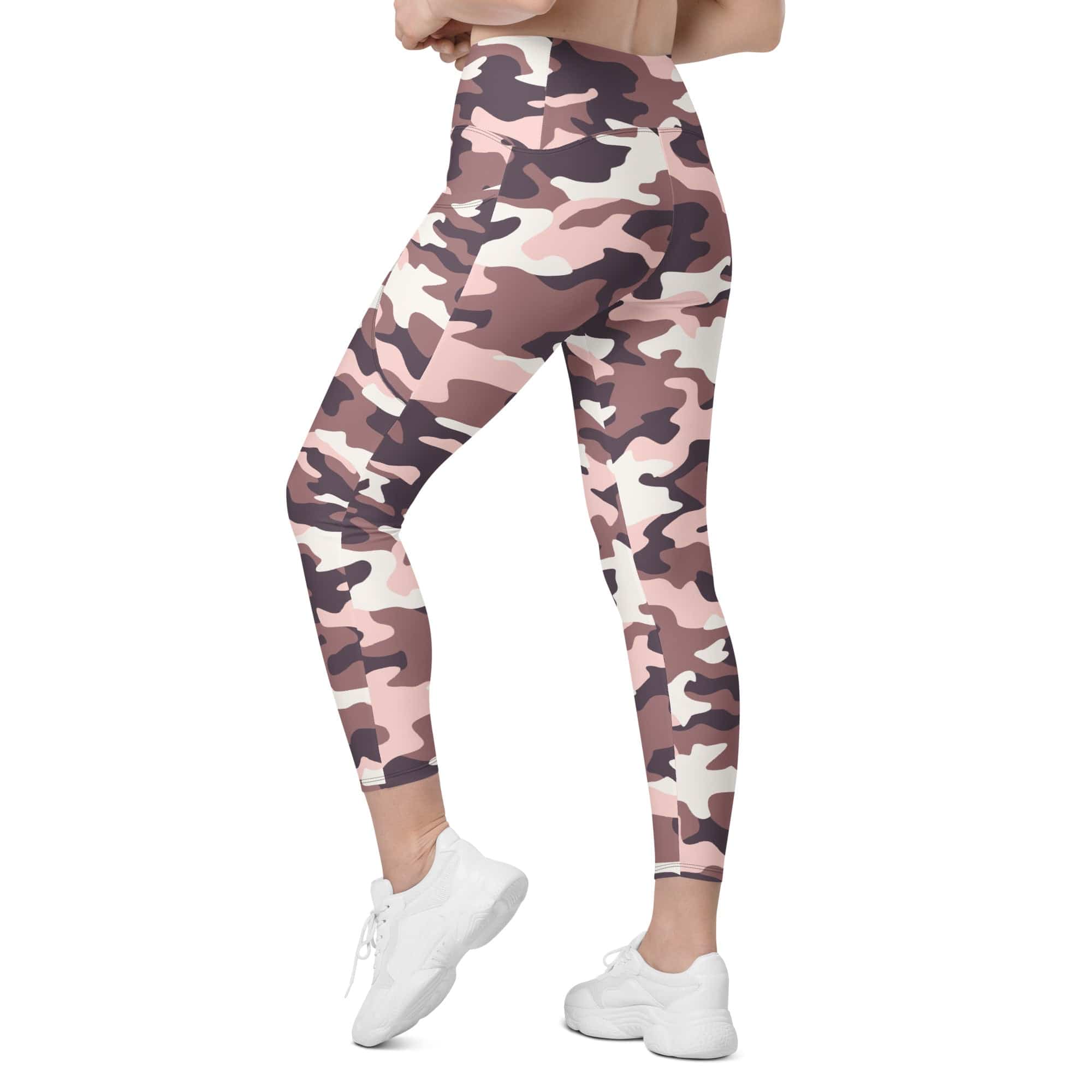 Chocolate Brown Camo Leggings With Pockets