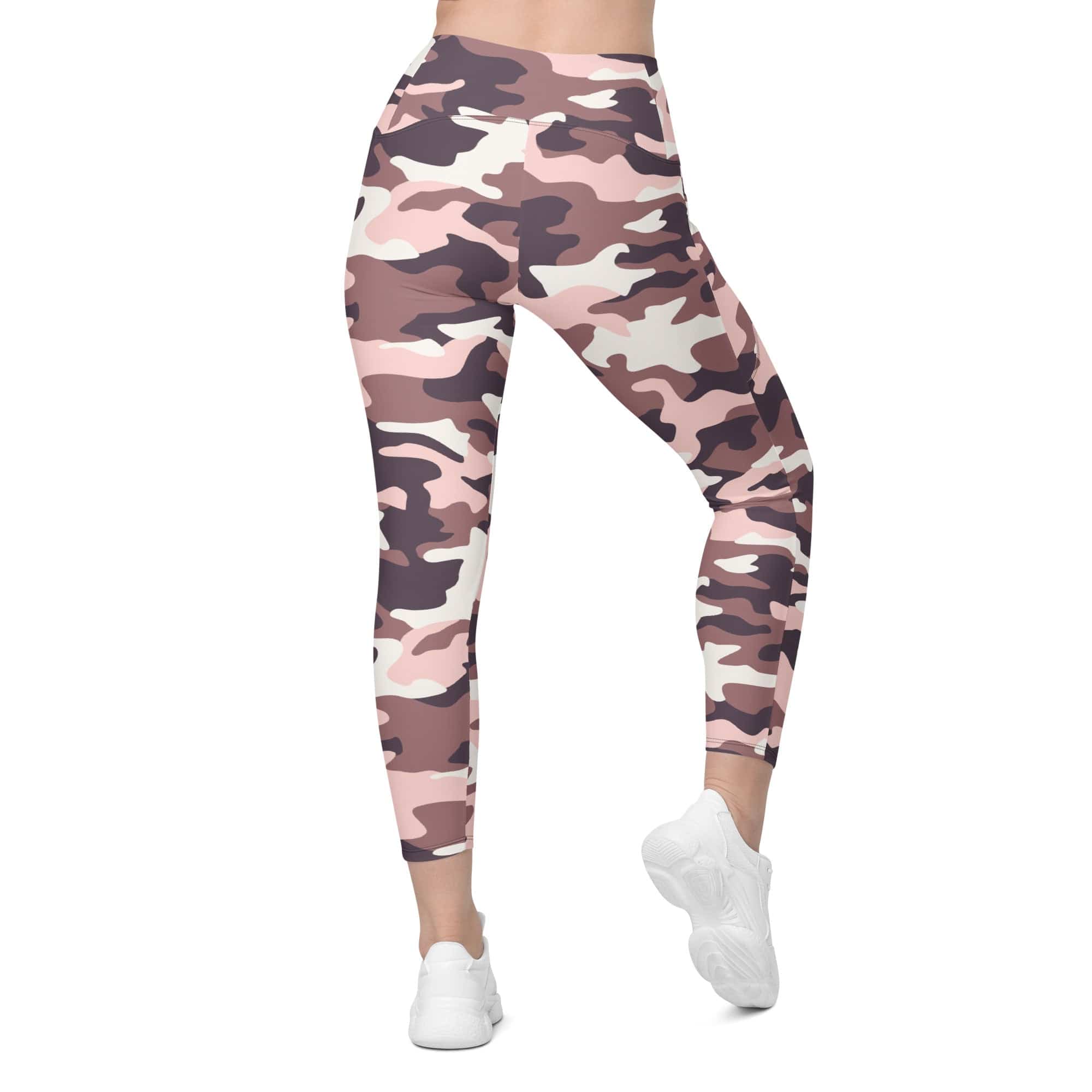 Chocolate Brown Camo Leggings With Pockets