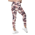 Chocolate Brown Camo Leggings With Pockets