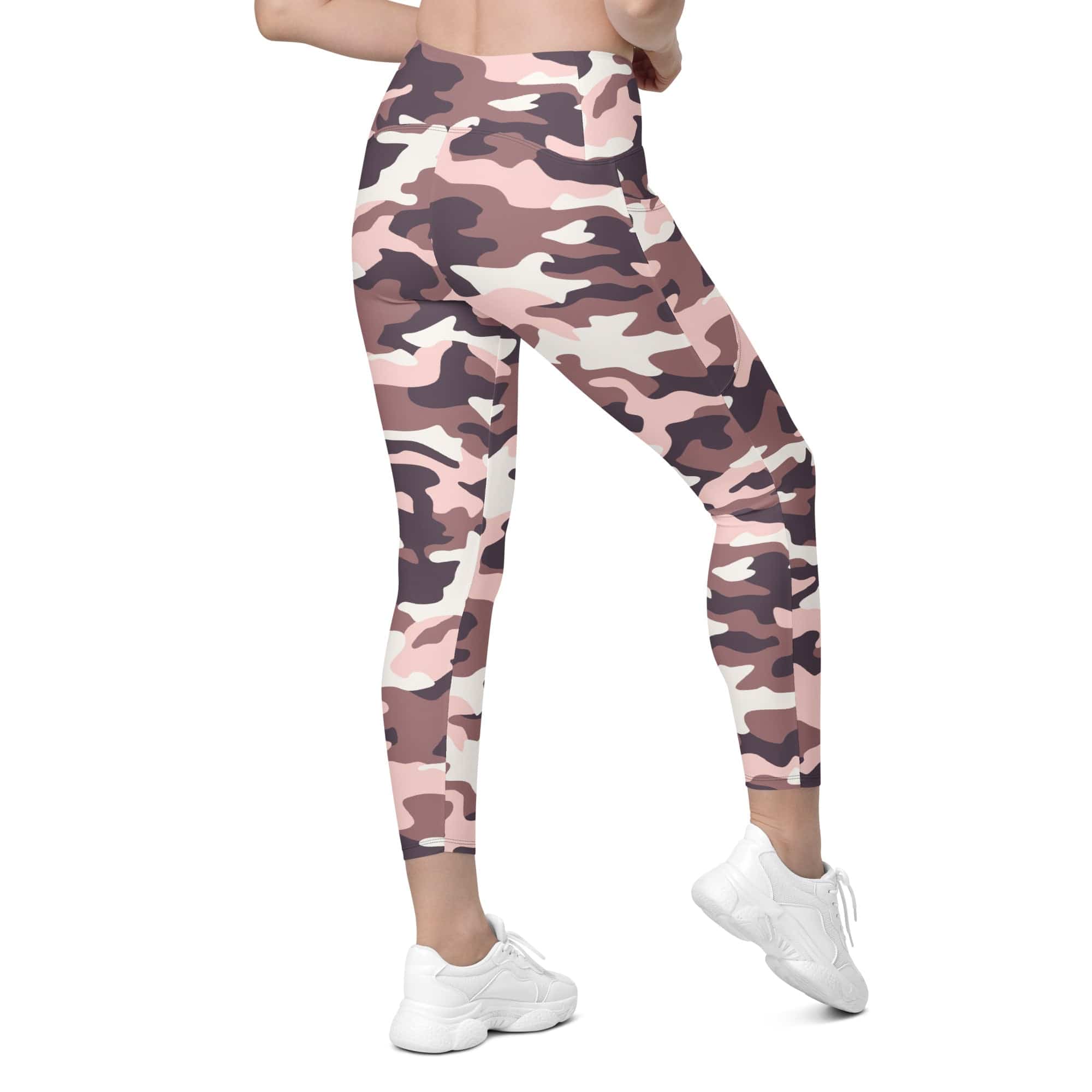 Chocolate Brown Camo Leggings With Pockets