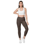Chocolate Leopard Crossover Leggings With Pockets