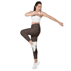 Chocolate Leopard Crossover Leggings With Pockets