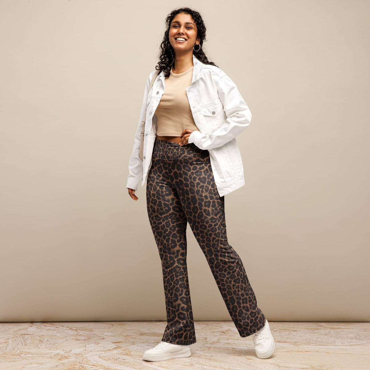 Chocolate Leopard Flare Leggings