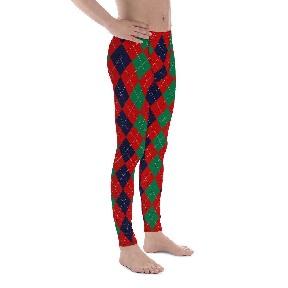 Christmas Argyle Men's Leggings