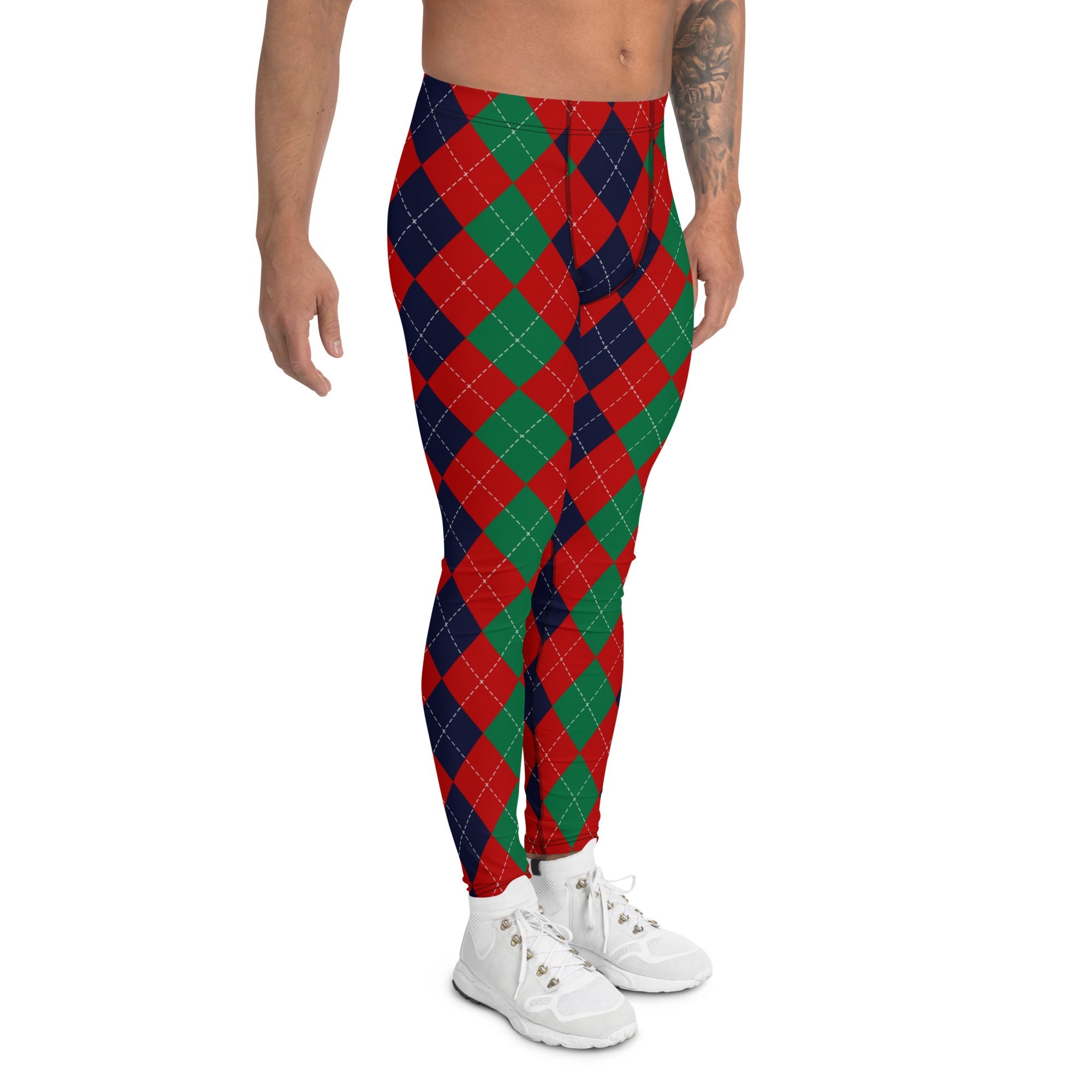 Christmas Argyle Men's Leggings