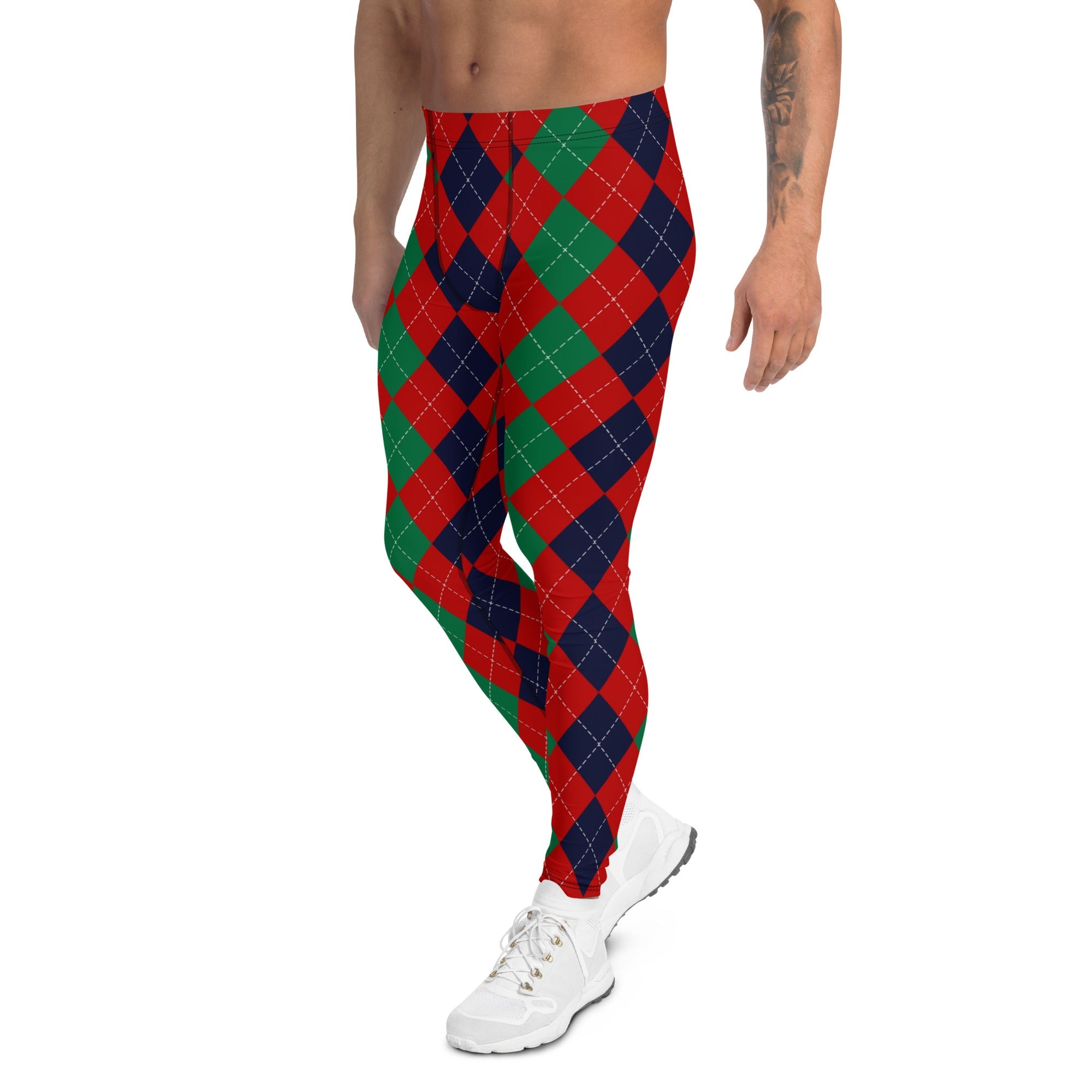 Christmas Argyle Men's Leggings