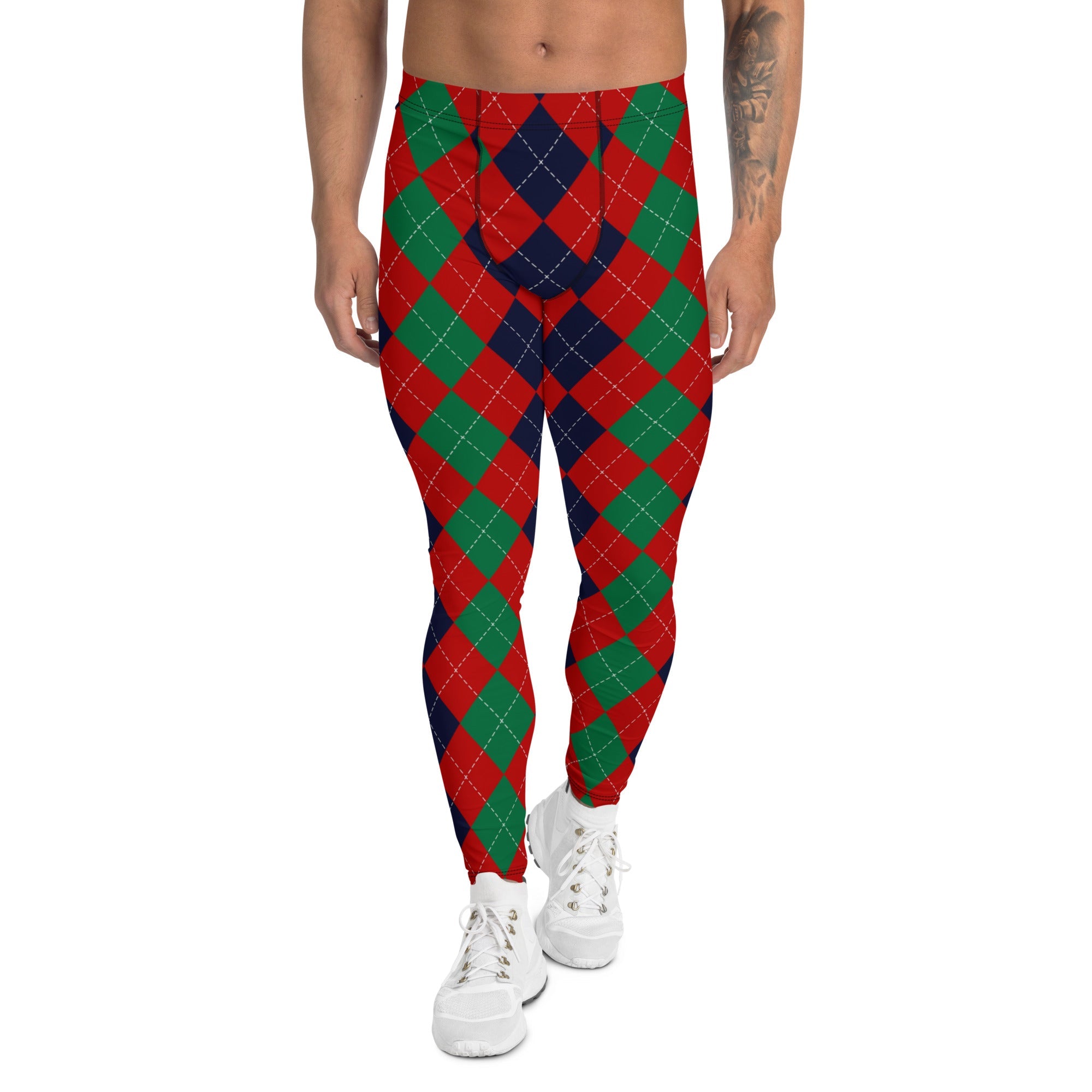 Christmas Argyle Men's Leggings