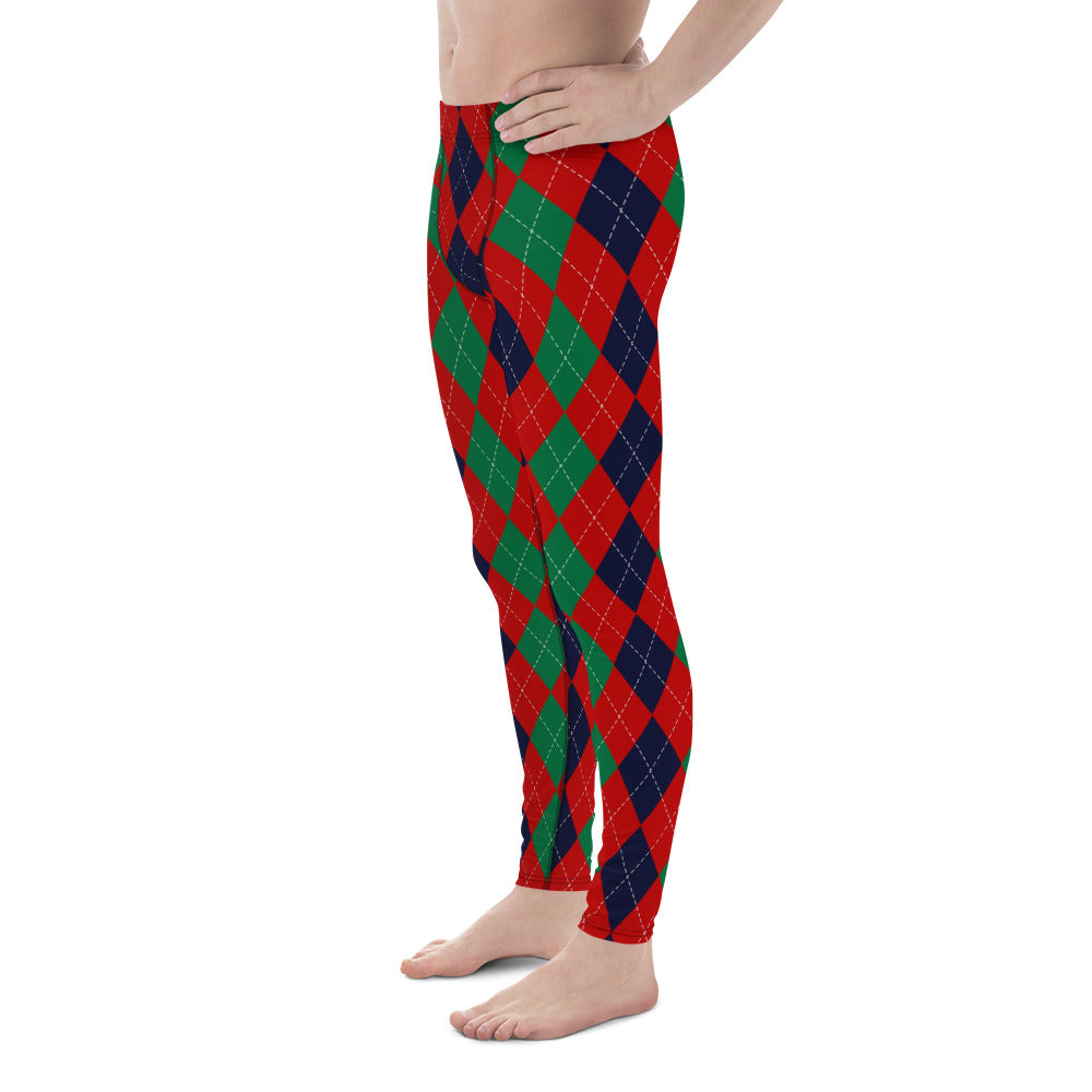 Christmas Argyle Men's Leggings