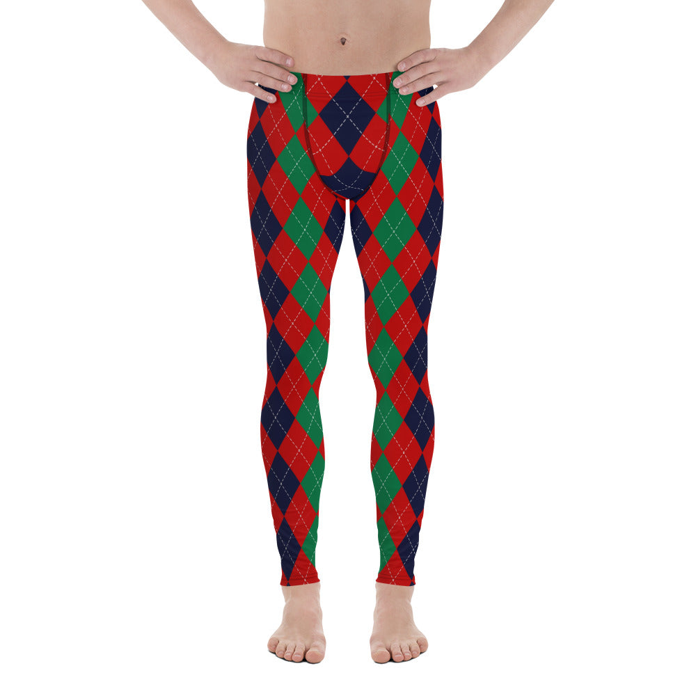 Christmas Argyle Men's Leggings