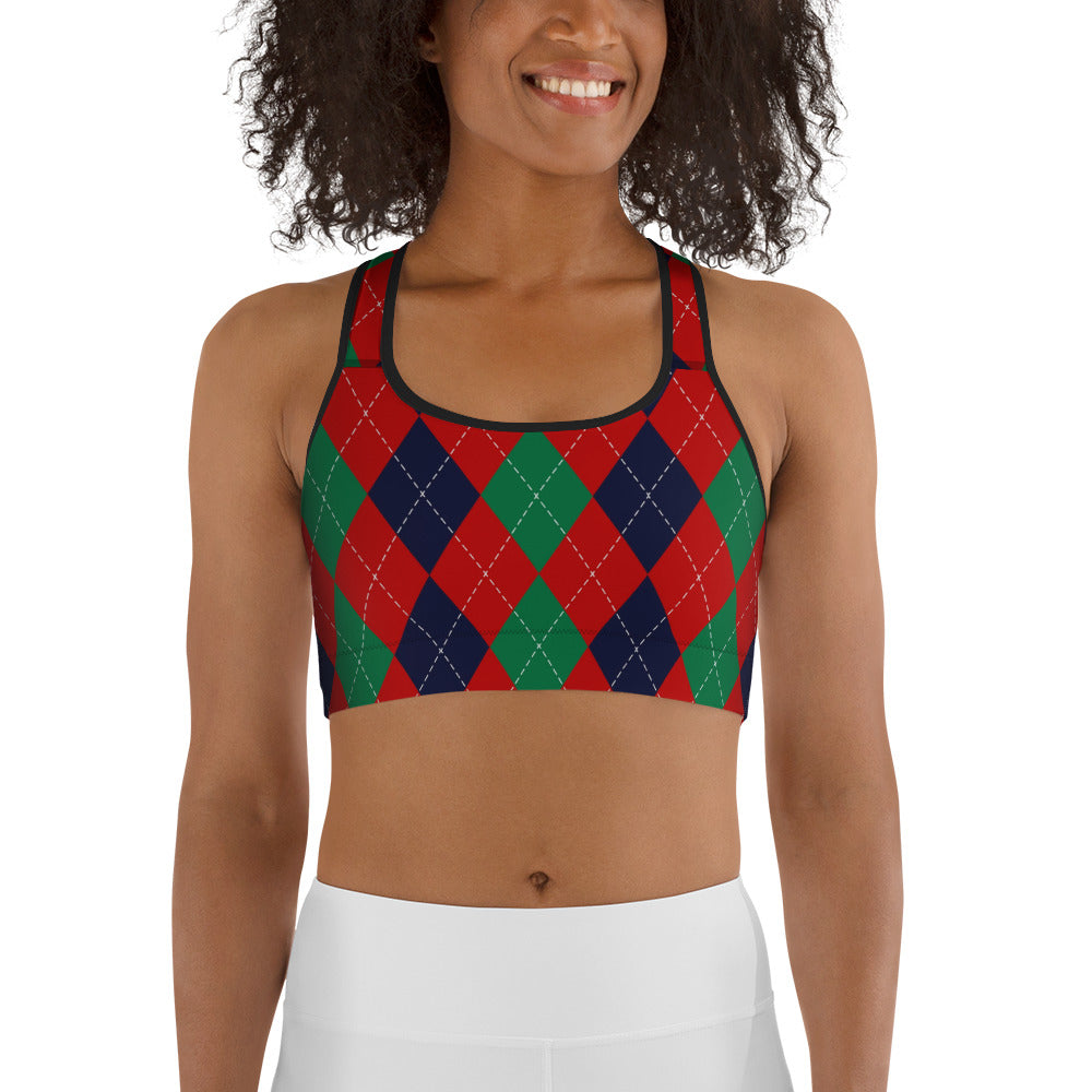 Christmas Argyle Sports Bra