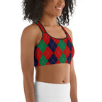 Christmas Argyle Sports Bra