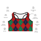 Christmas Argyle Sports Bra