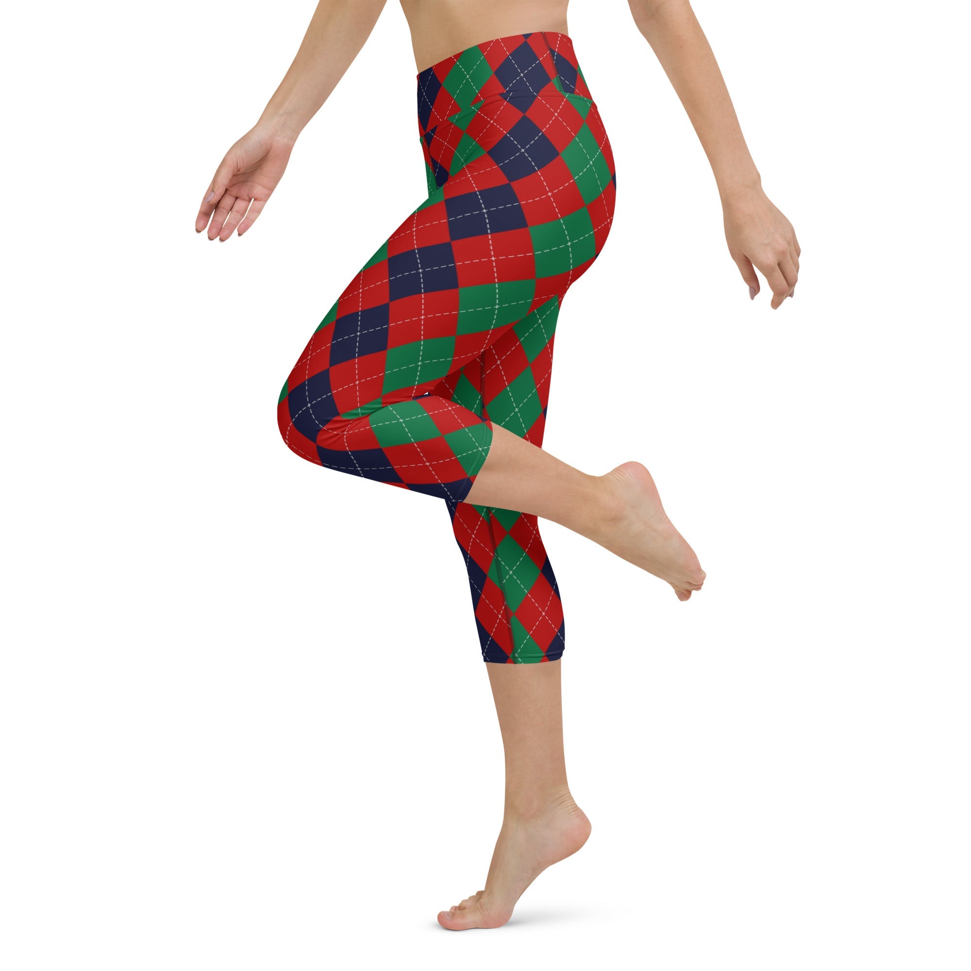 Christmas Argyle Yoga Capris