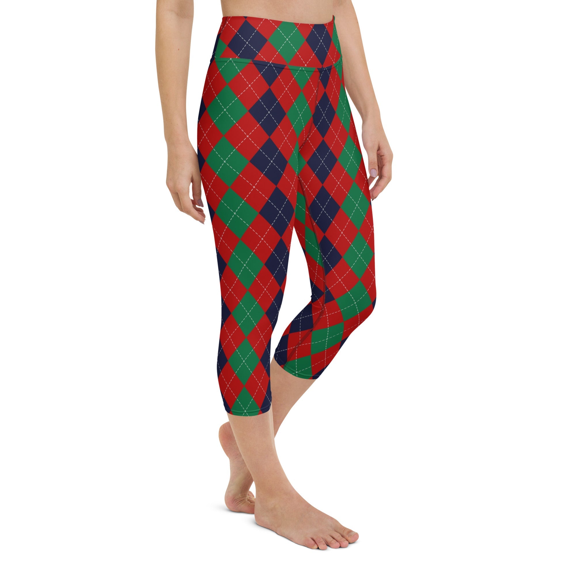 Christmas Argyle Yoga Capris