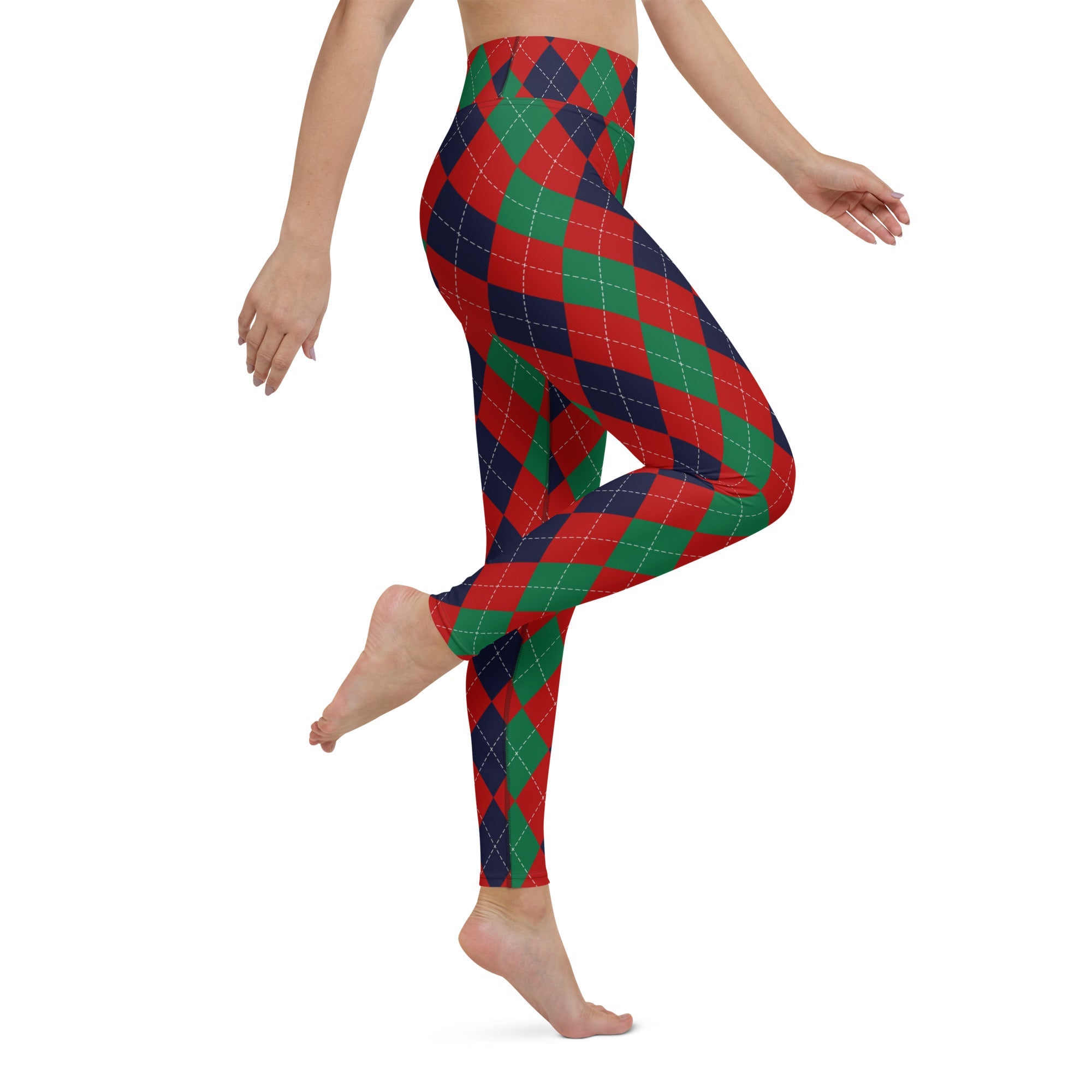 Christmas Argyle Yoga Leggings