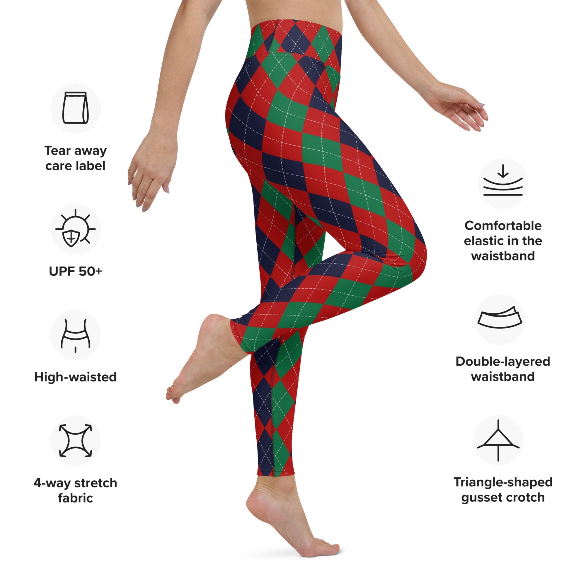 Christmas Argyle Yoga Leggings