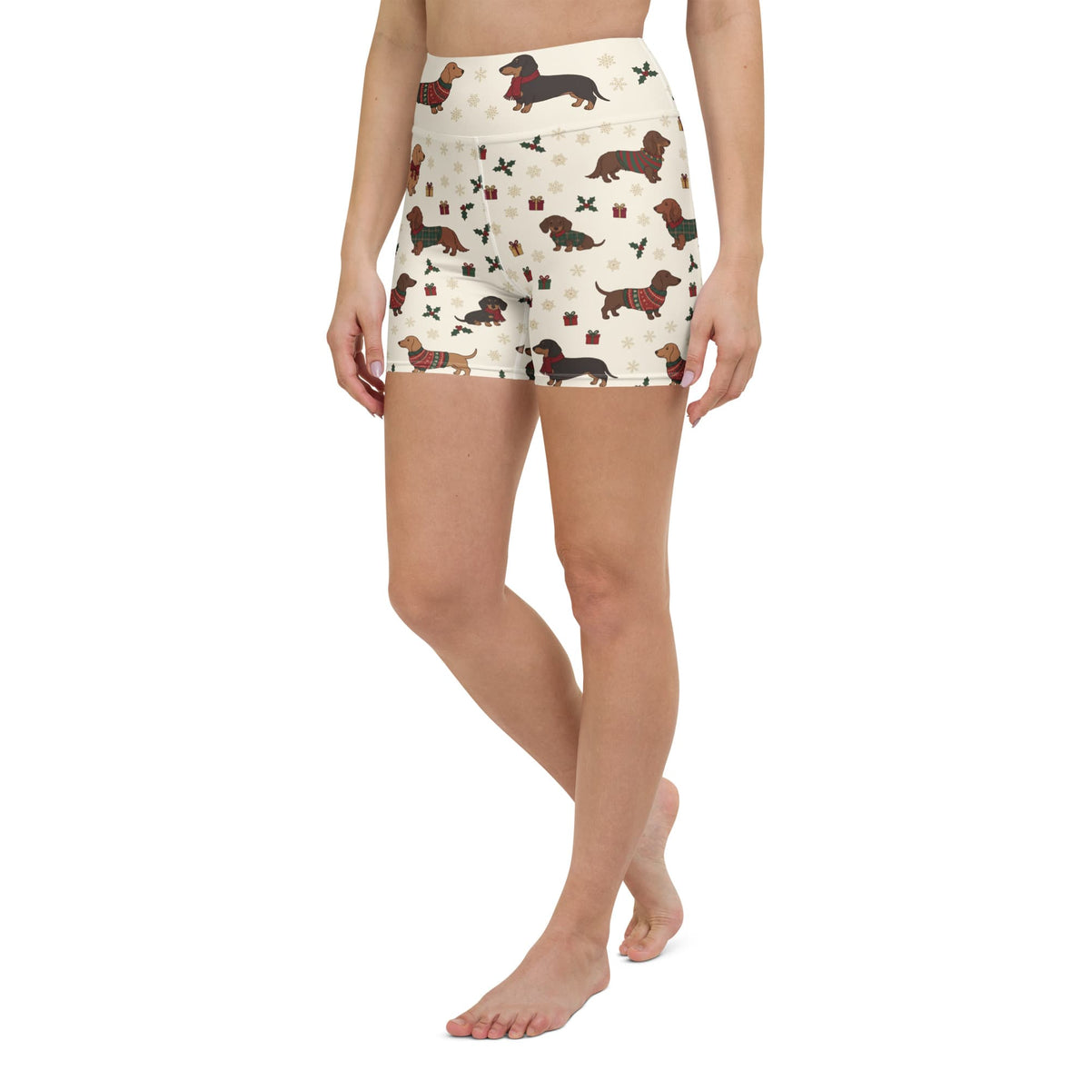 Christmas Dachshund Yoga Shorts