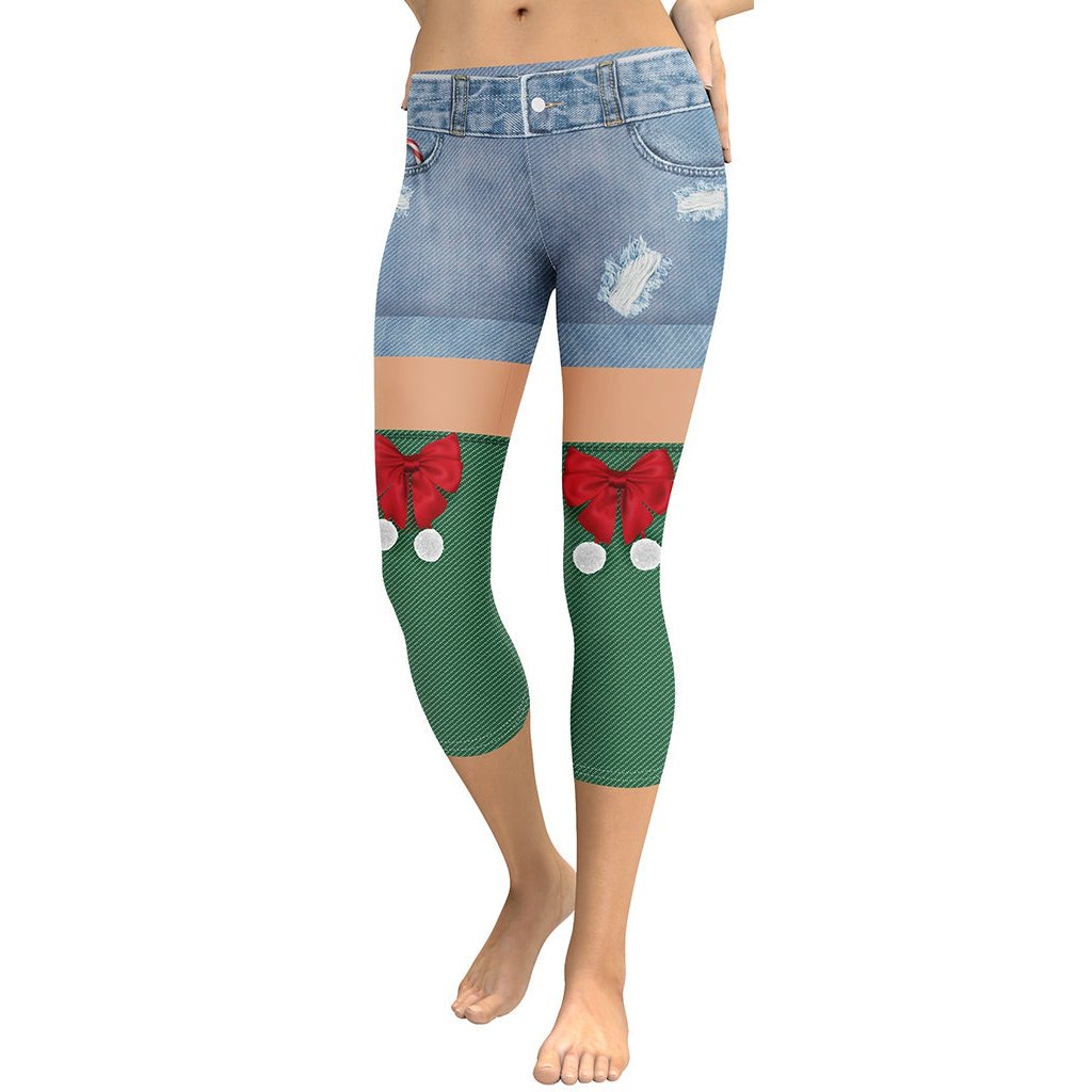 Christmas Denim Shorts Capris