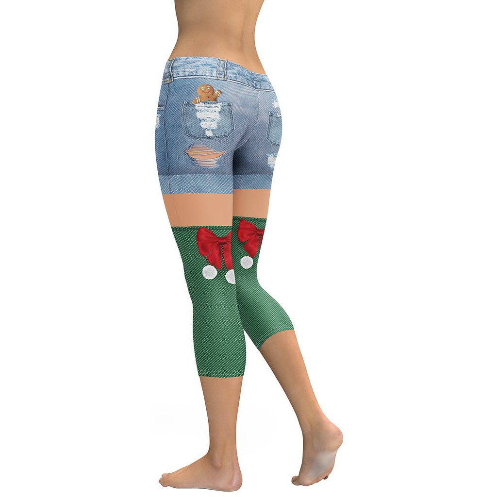 Christmas Denim Shorts Capris