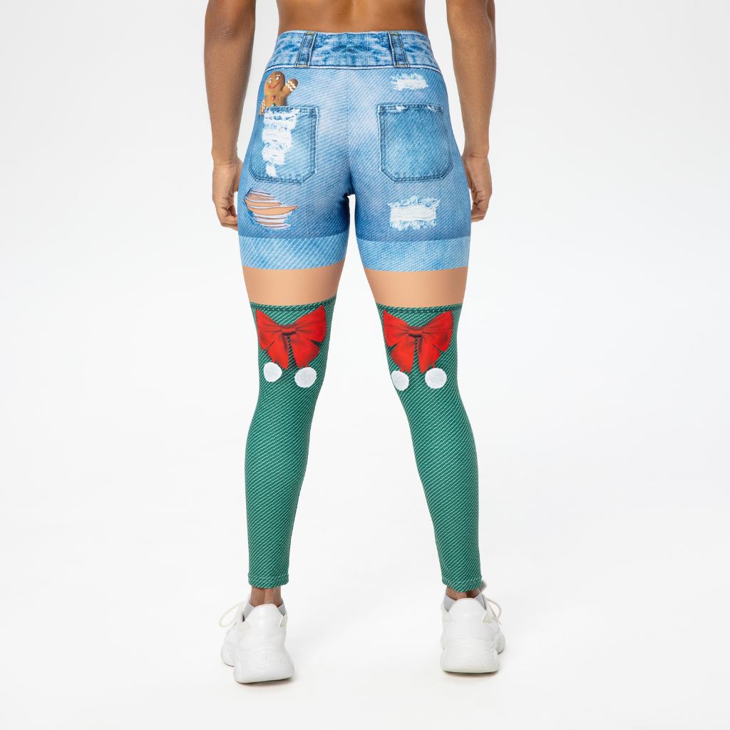 Christmas Denim Shorts Leggings