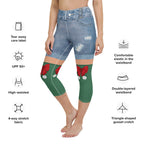 Christmas Denim Shorts Yoga Capris