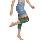 Christmas Denim Shorts Yoga Capris
