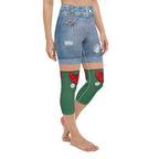 Christmas Denim Shorts Yoga Capris