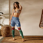 Christmas Denim Shorts Yoga Leggings