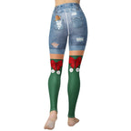 Christmas Denim Shorts Yoga Leggings