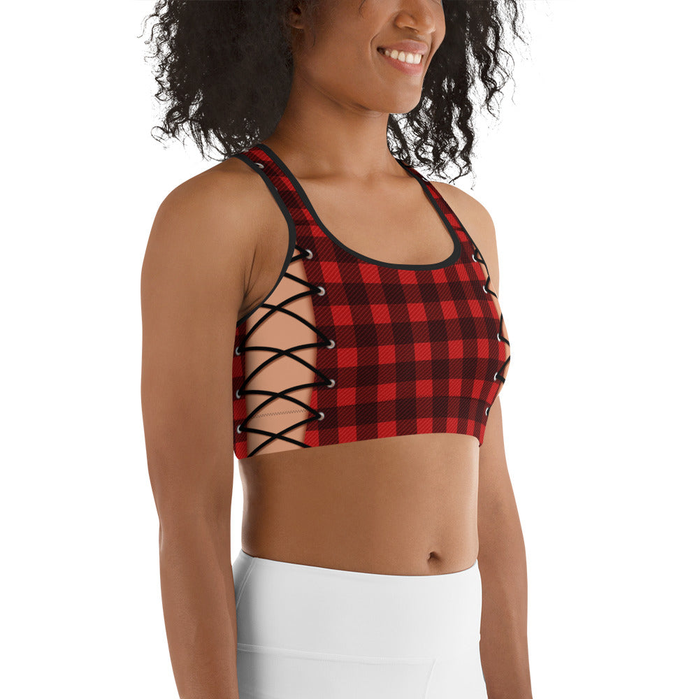 Christmas Lace Up Sports Bra