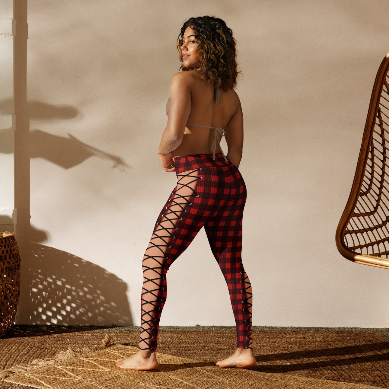 Christmas Lace Up Yoga Leggings