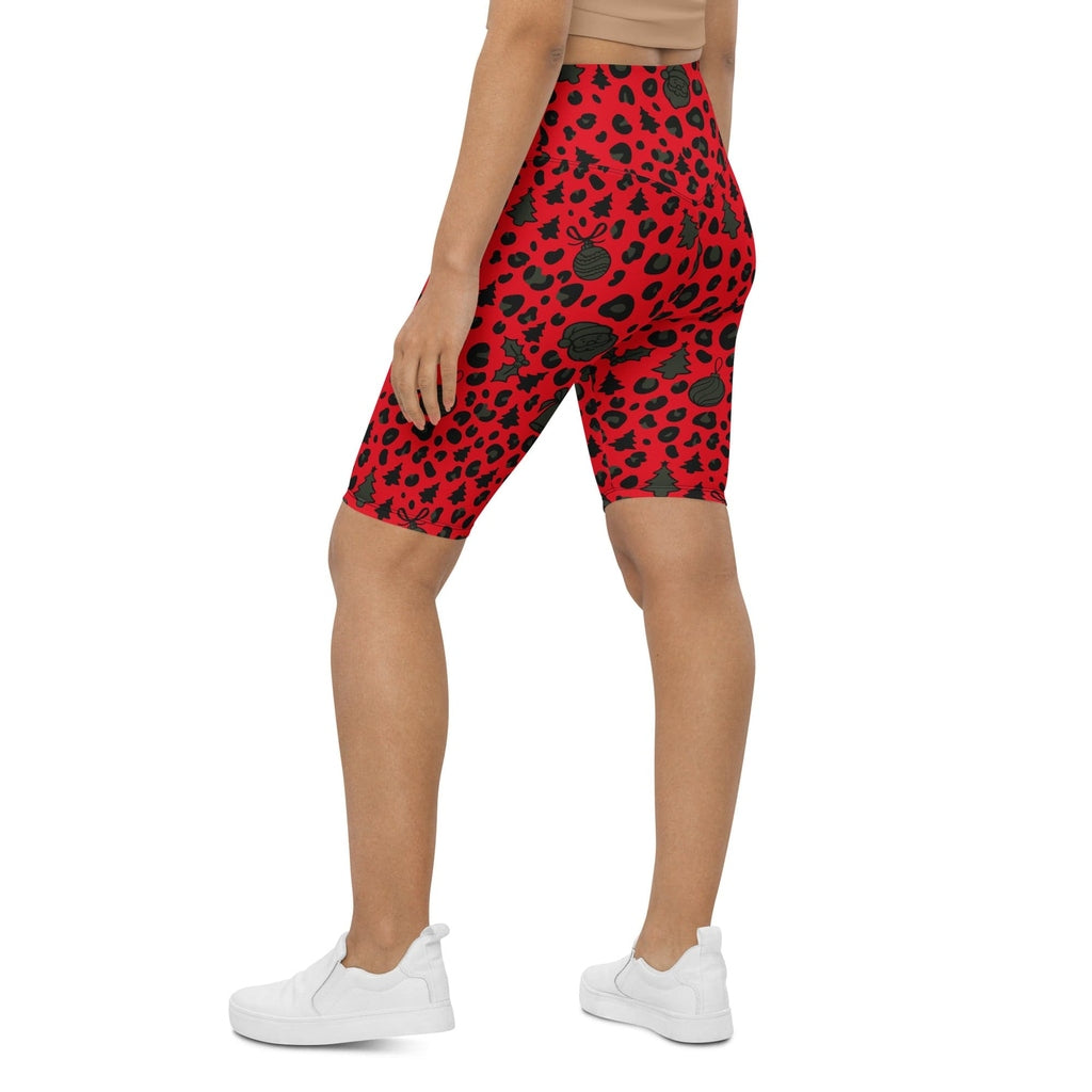 Christmas Leopard Biker Shorts