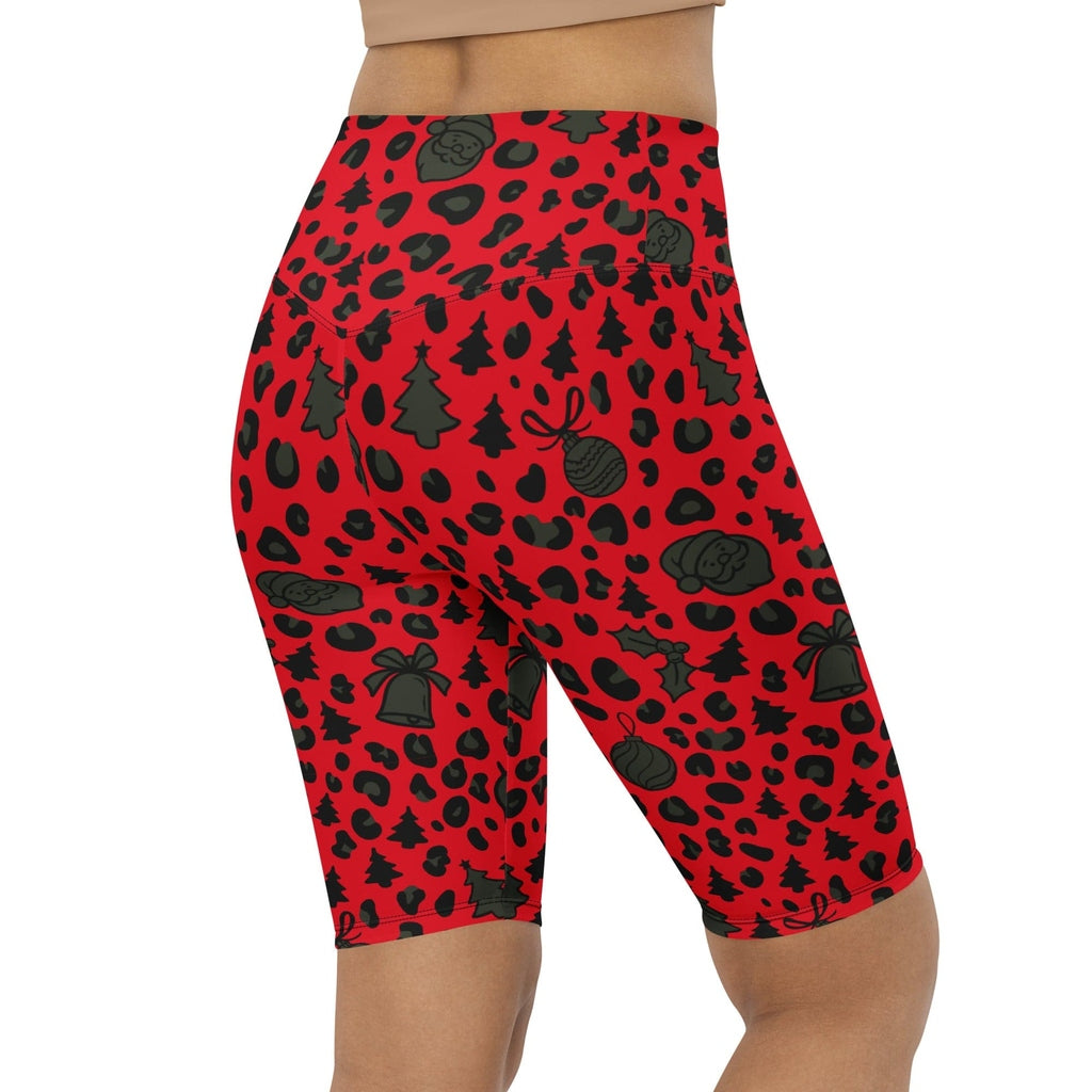 Christmas Leopard Biker Shorts