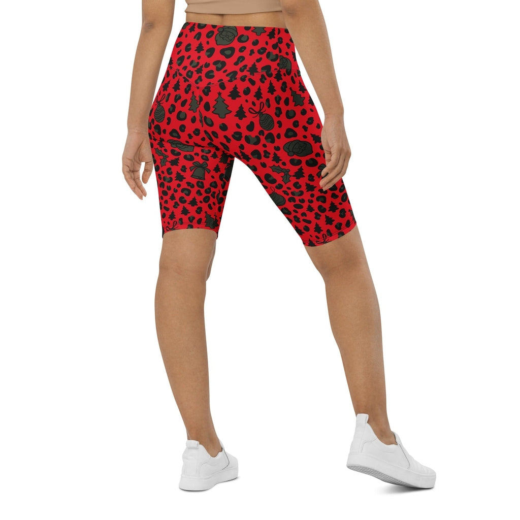 Christmas Leopard Biker Shorts