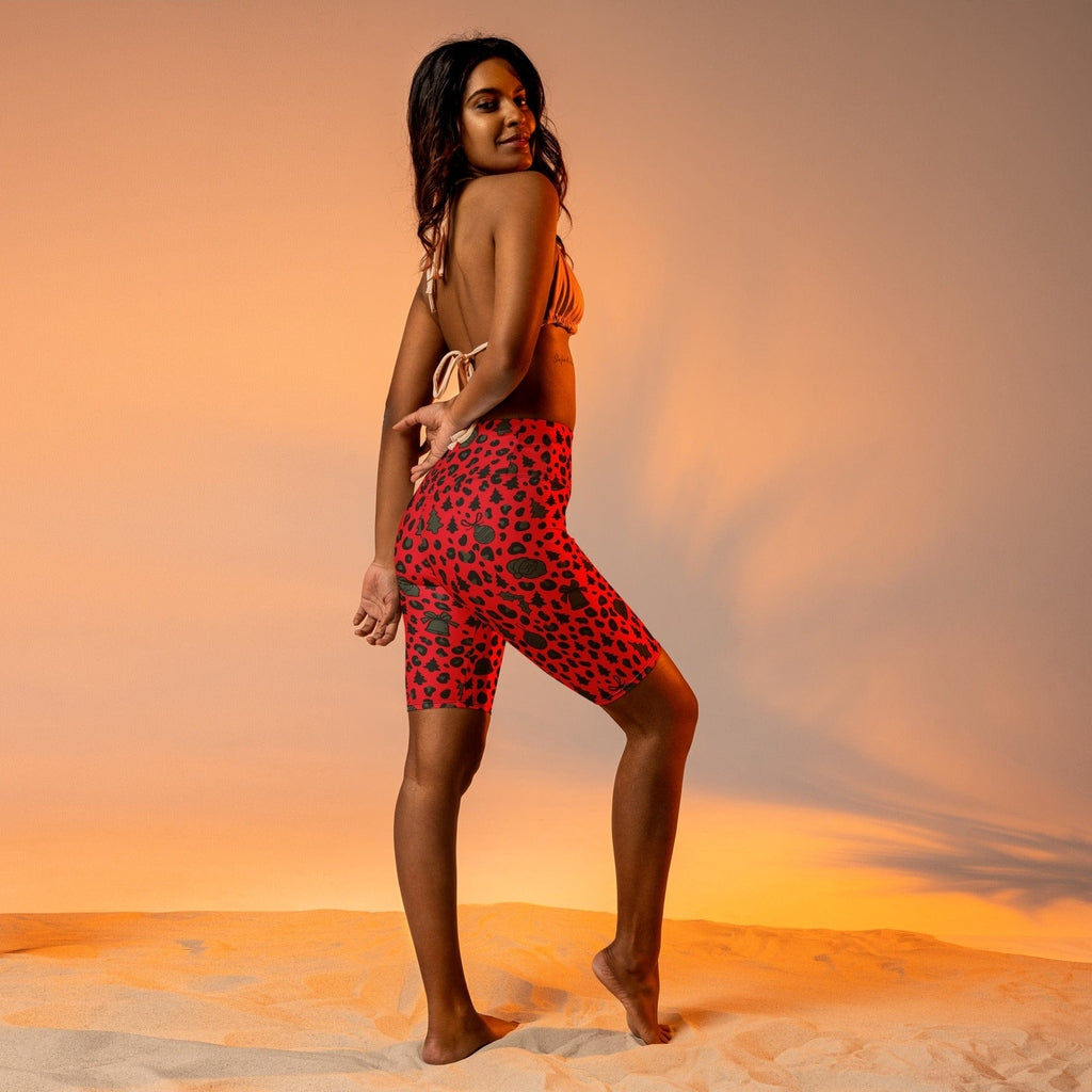 Christmas Leopard Biker Shorts