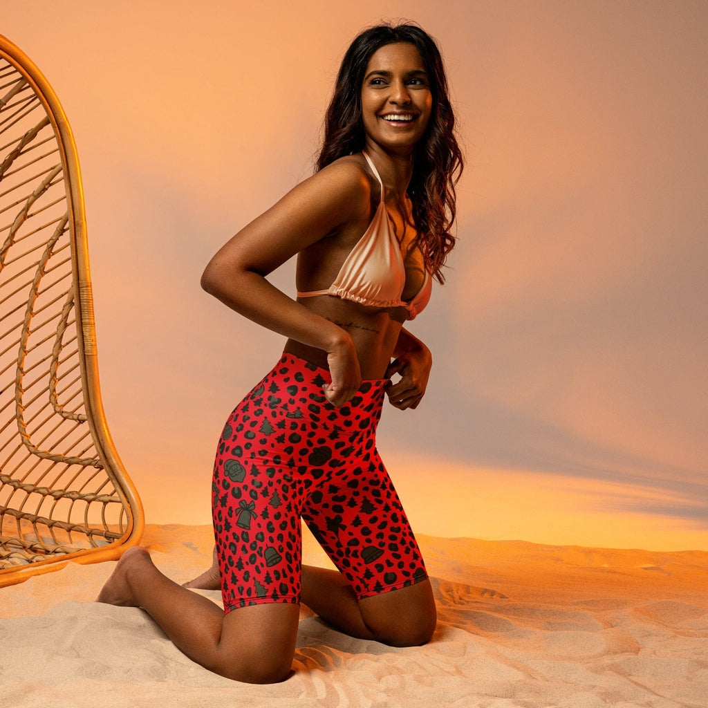 Christmas Leopard Biker Shorts
