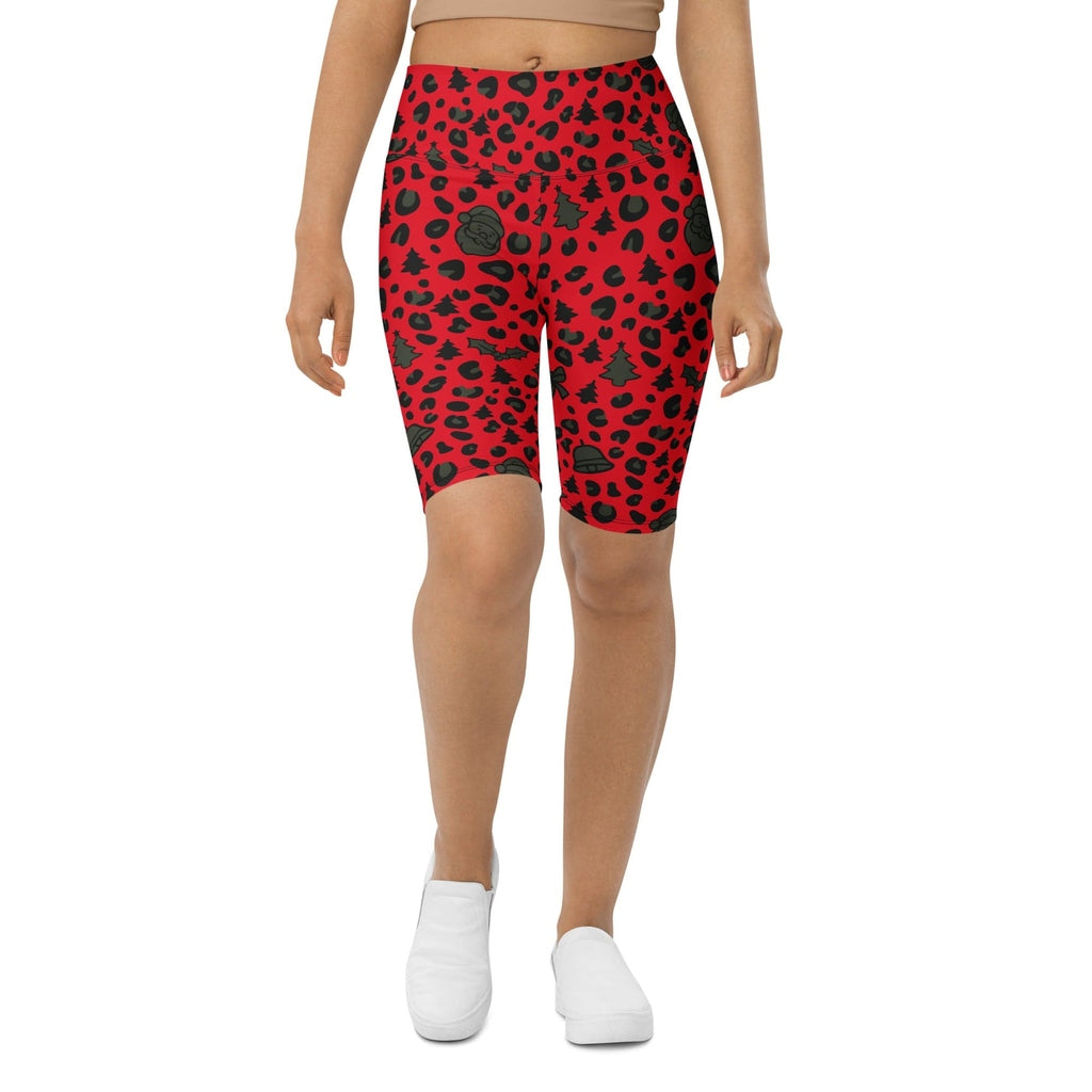 Christmas Leopard Biker Shorts