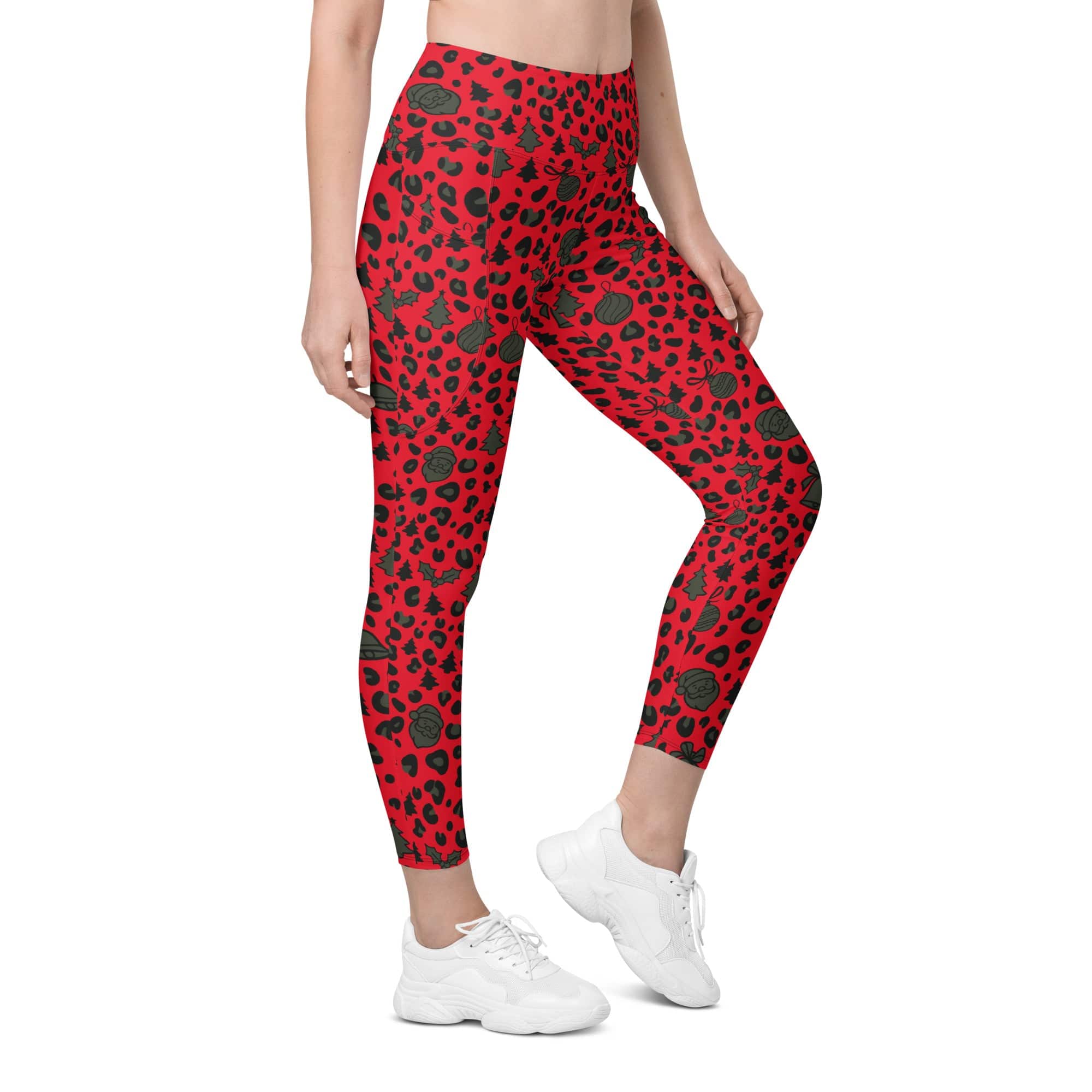 Christmas Leopard Leggings With Pockets