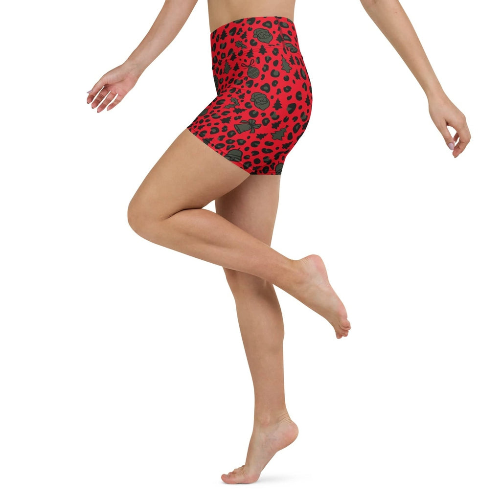 Christmas Leopard Yoga Shorts