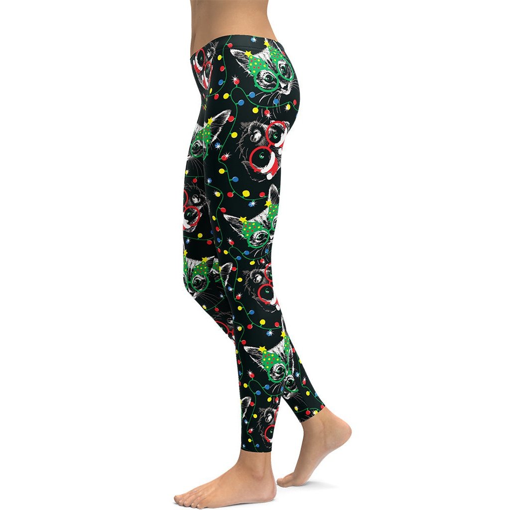 Women's Eye Candy High Rise Holiday Christmas Reindeer Leggings (SIZE M -  RED)