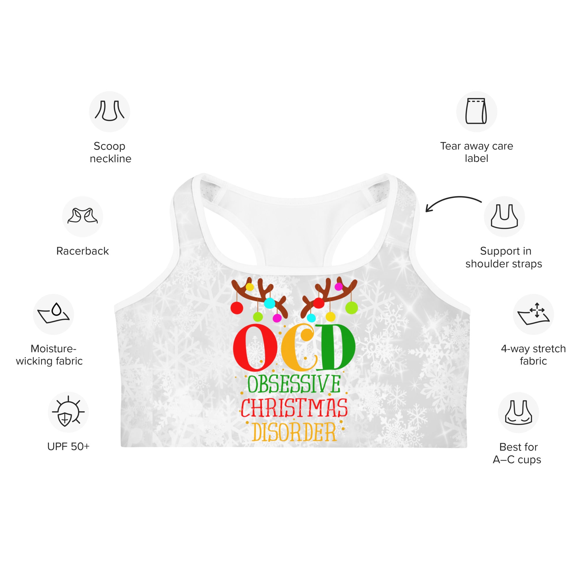 Christmas OCD Sports Bra