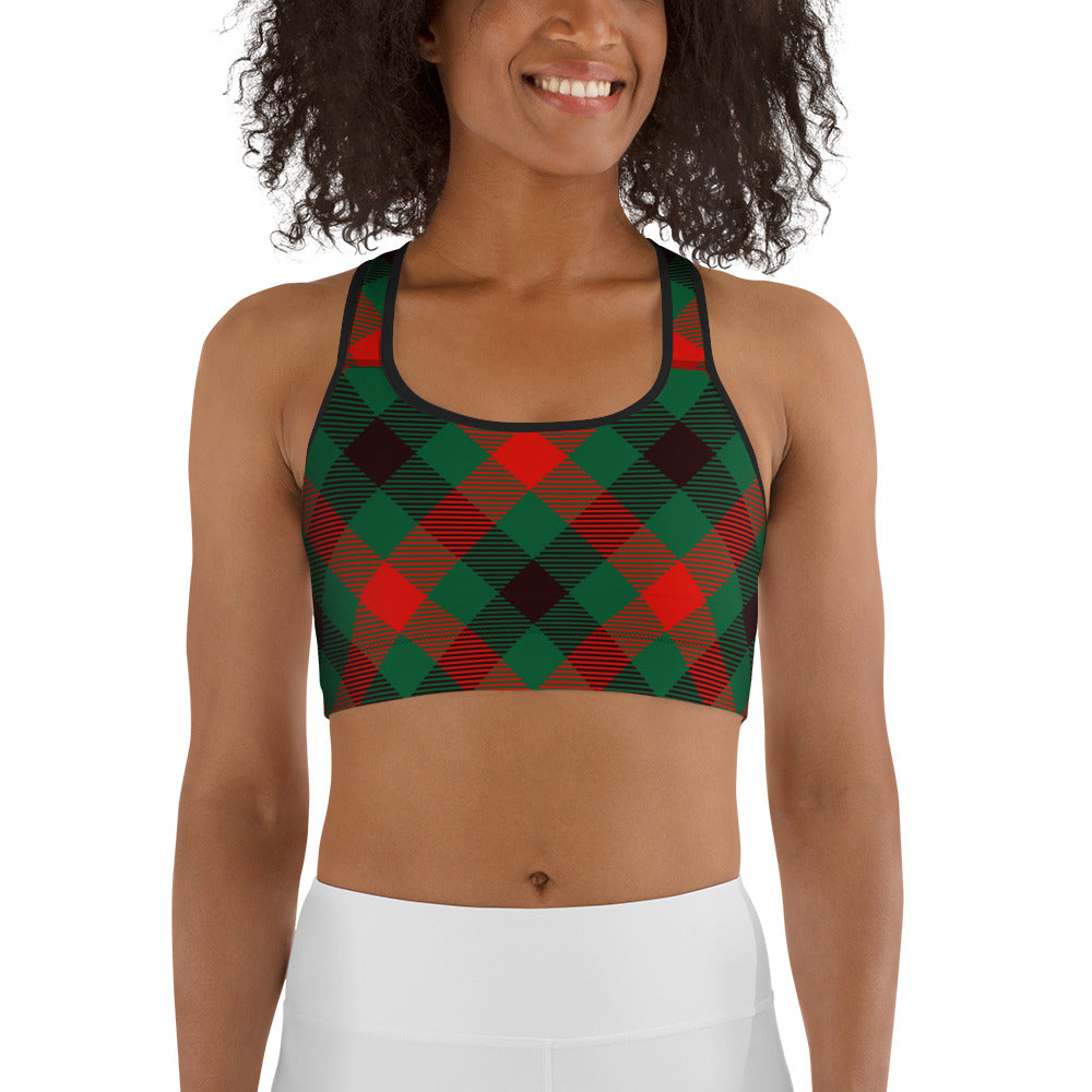 Christmas Plaid Sports Bra