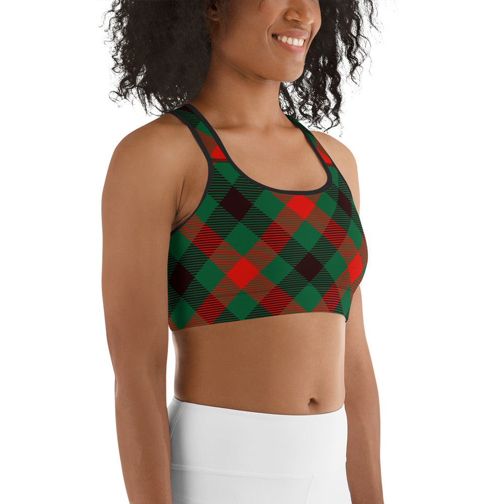 Christmas Plaid Sports Bra