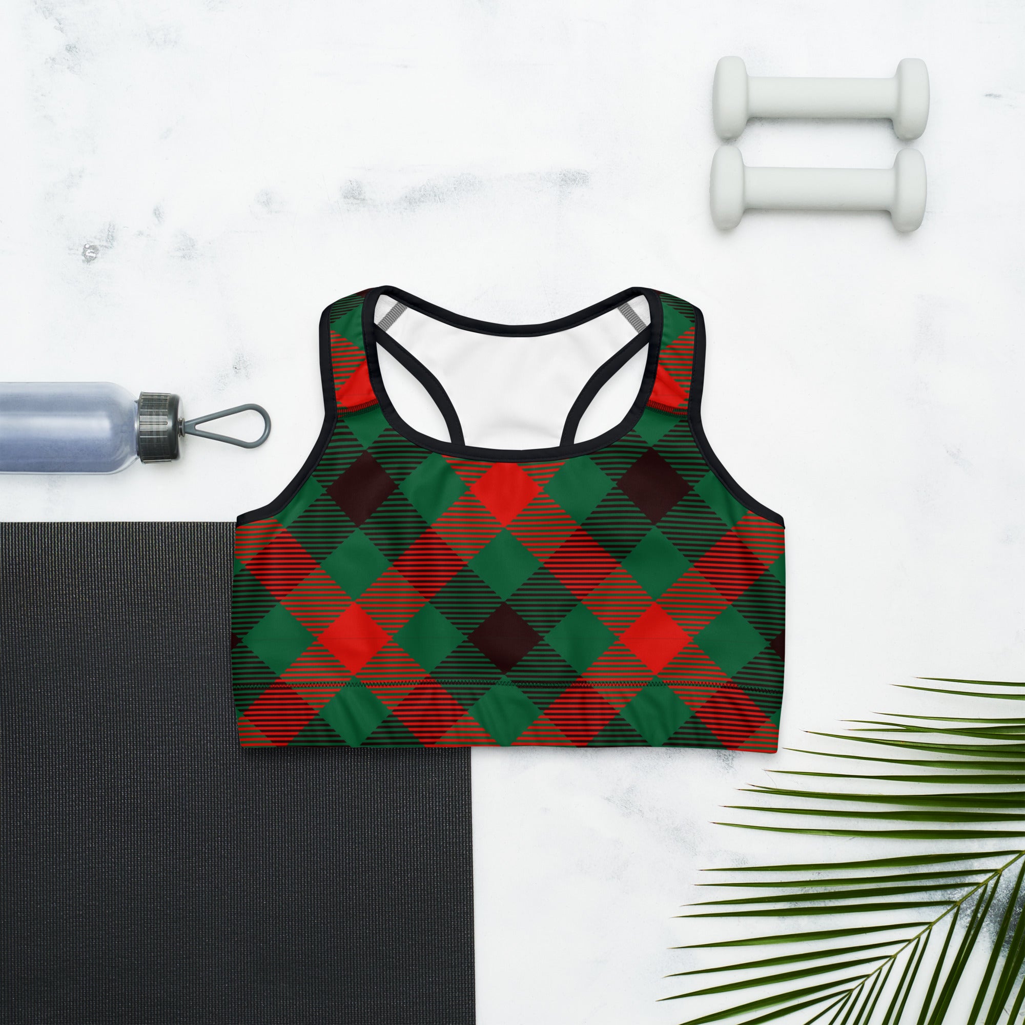 Christmas Plaid Sports Bra