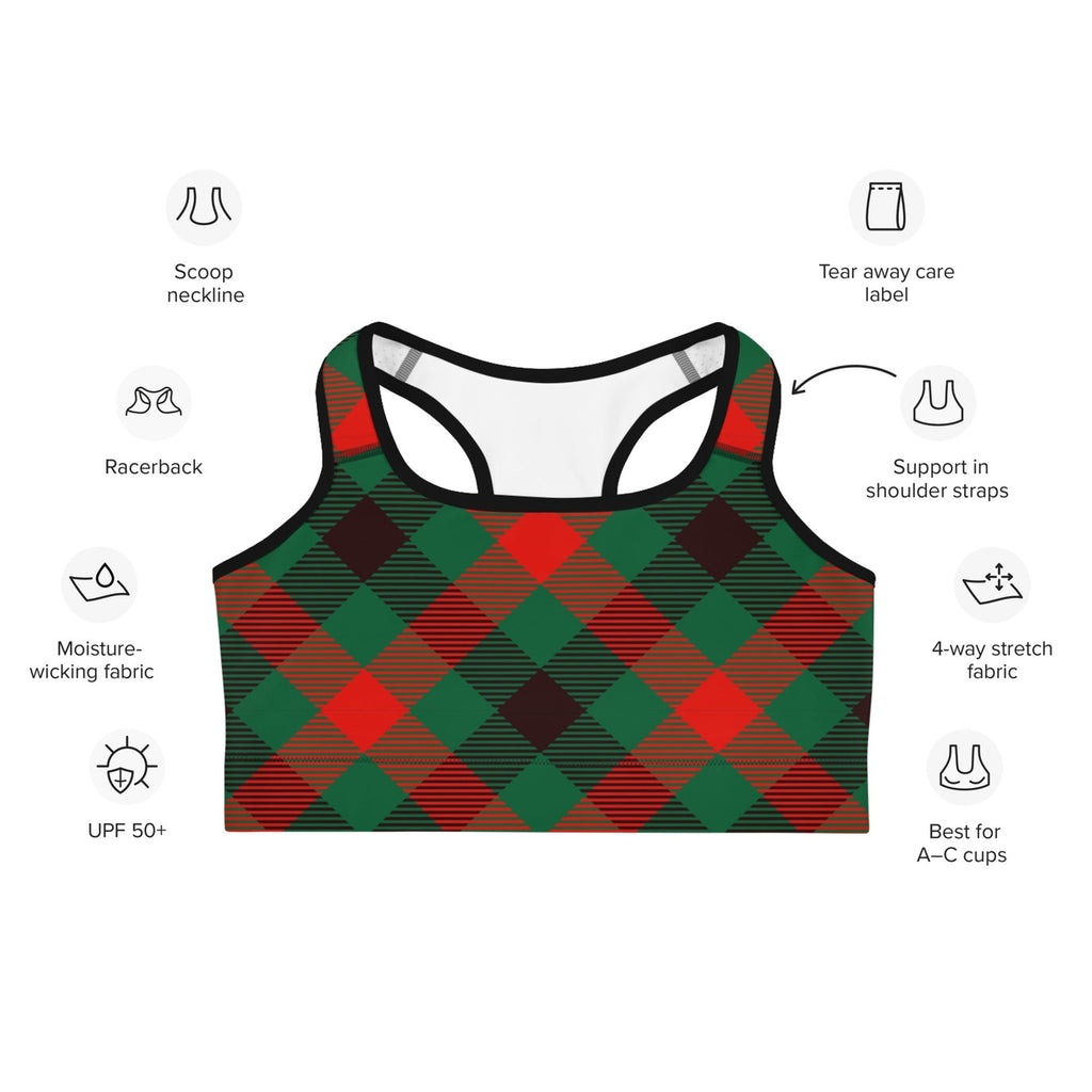 Christmas Plaid Sports Bra