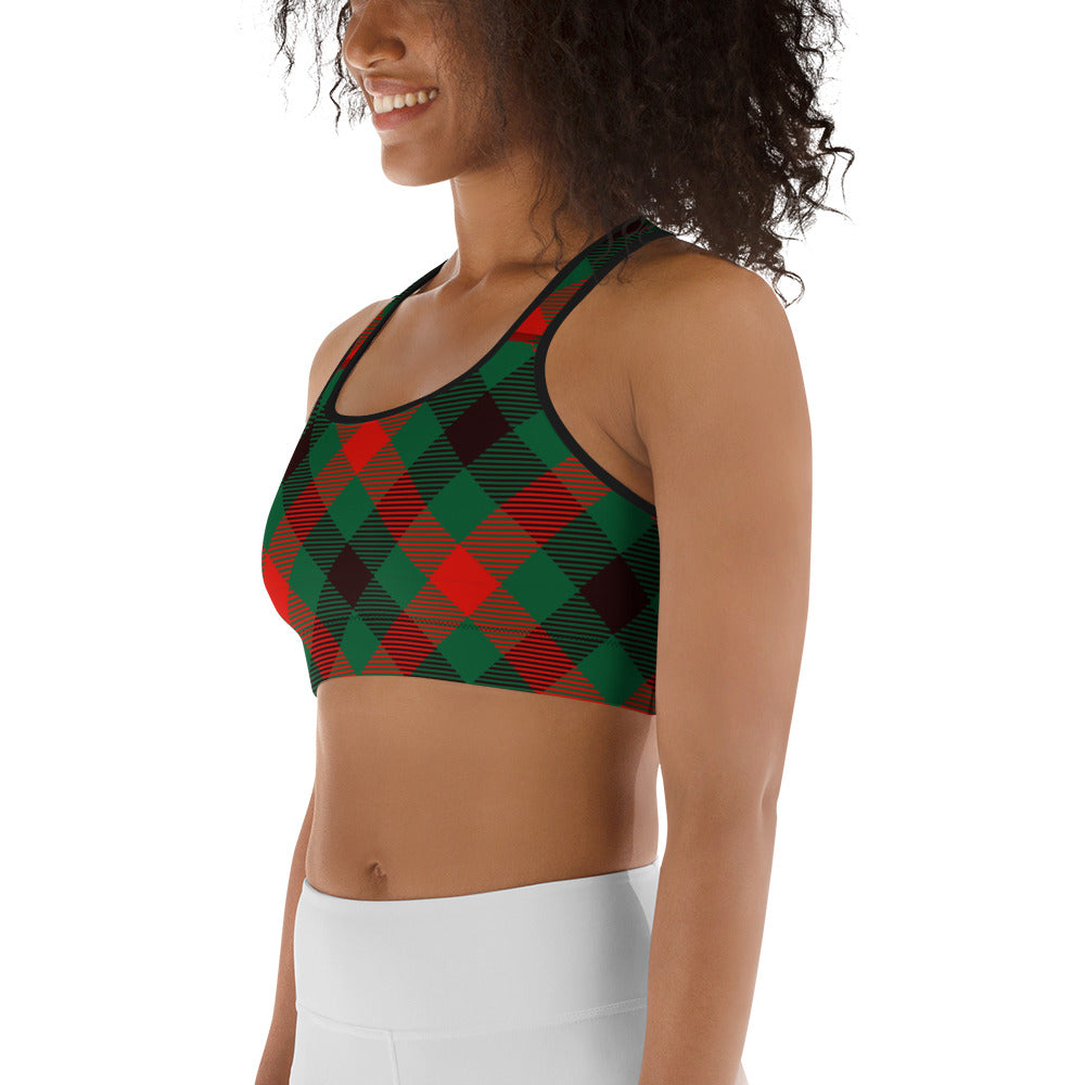 Christmas Plaid Sports Bra