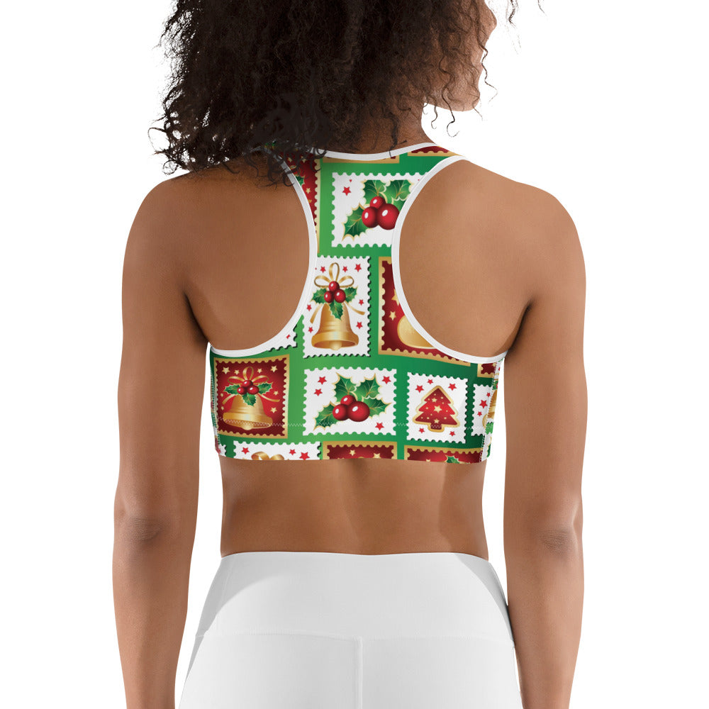 Christmas Stamps Sports Bra