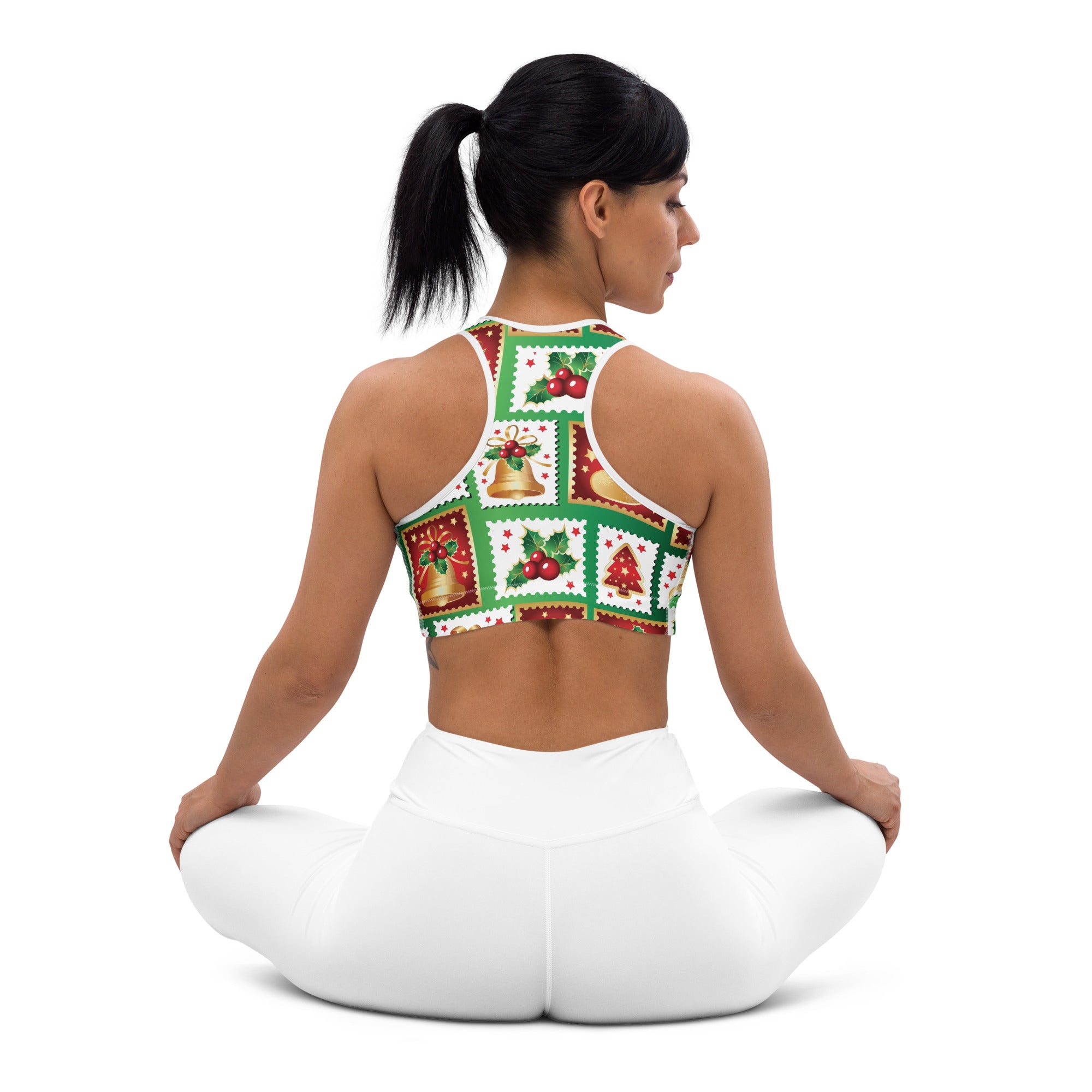 Christmas Stamps Sports Bra