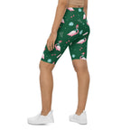 Christmassy Flamingos Biker Shorts