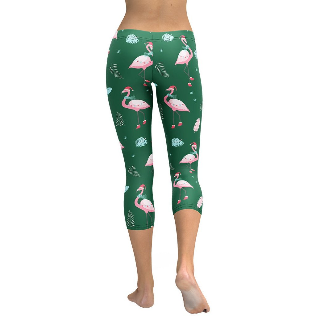 Christmassy Flamingos Capris